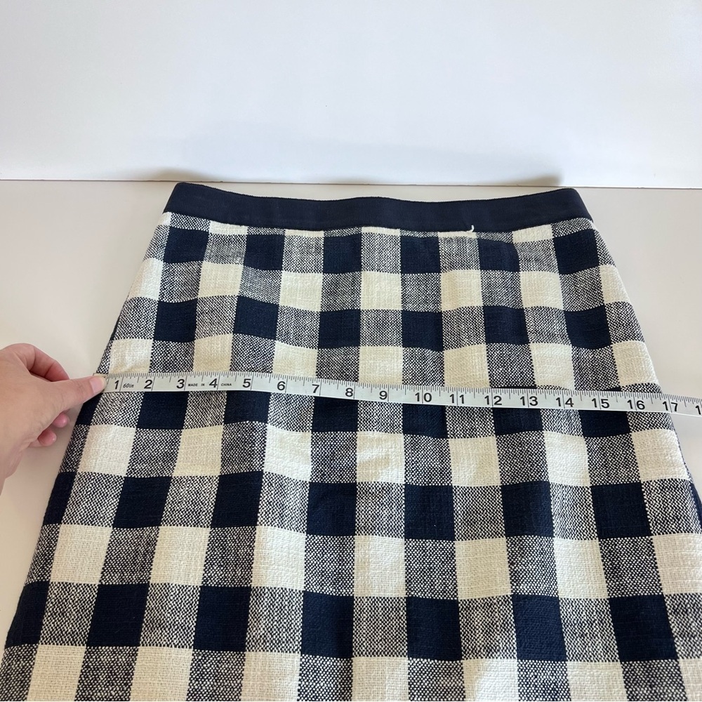 J. Crew Women’s Mini Pencil Skirt in Cotton-Linen Tweed Navy Buffalo Check‎ - Picture 11 of 13